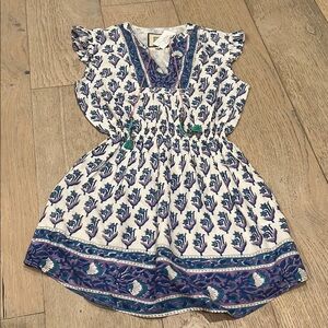 Blue and White Ruffled Smocked Sundress